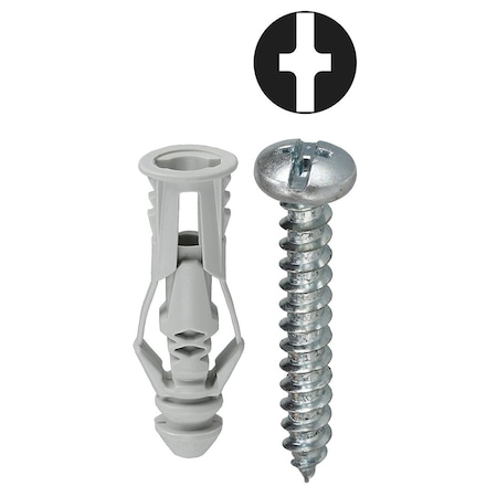 Dottie Triple-Grip Screw Anchor, 1-3/16" L, Nylon TG8K
